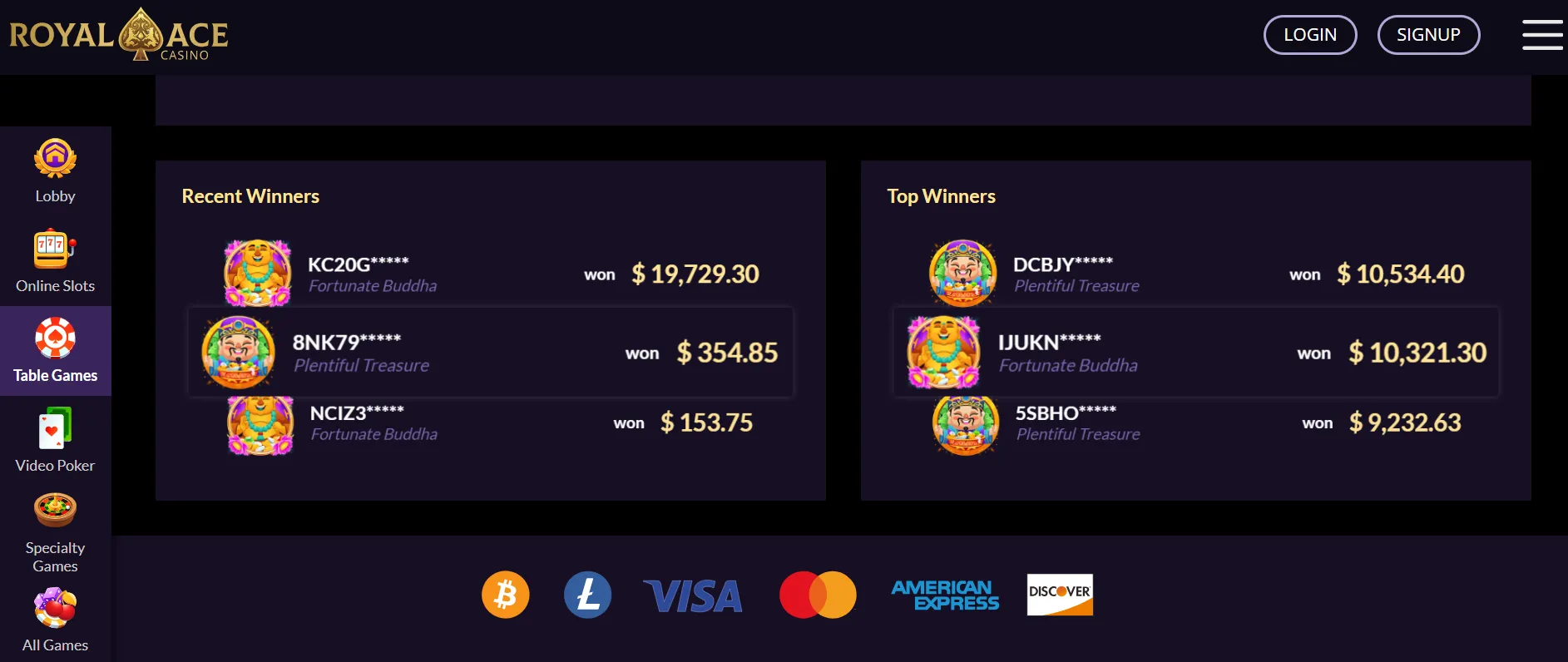 royal ace casino pagos