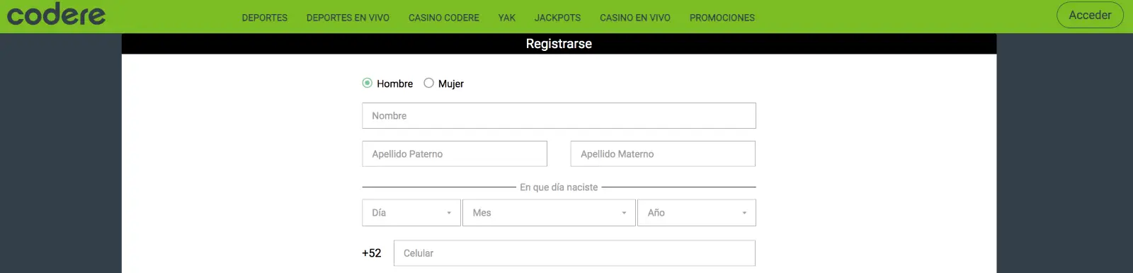 Codere registro