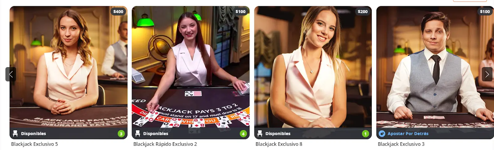 Juega con crupieres profesionales