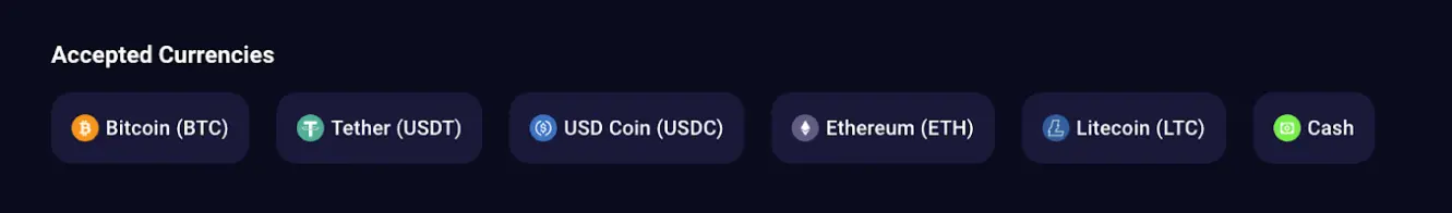 Métodos pago Roobet